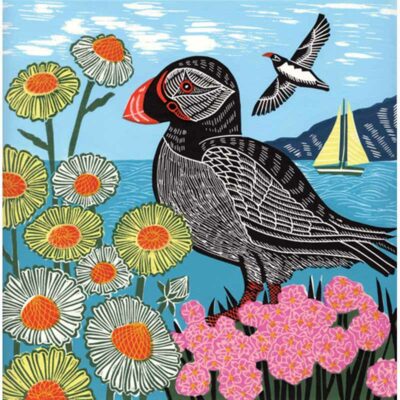 Linocut 'Proud Puffin' by Hate Heiss