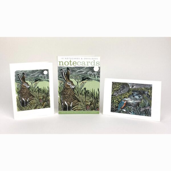 Note card pack of 'Hidden Hares & Kingfisher and Squirrel' by Angela Harding, alternative view (2)