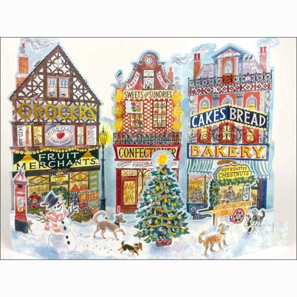 Front view of advent calendar High Street, by Emily Sutton