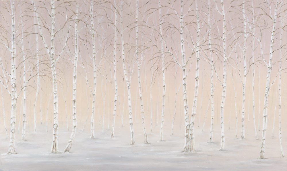 Oil on canvas painting 'Winter Birch Wood' by Bella Bigsby - Banner Image