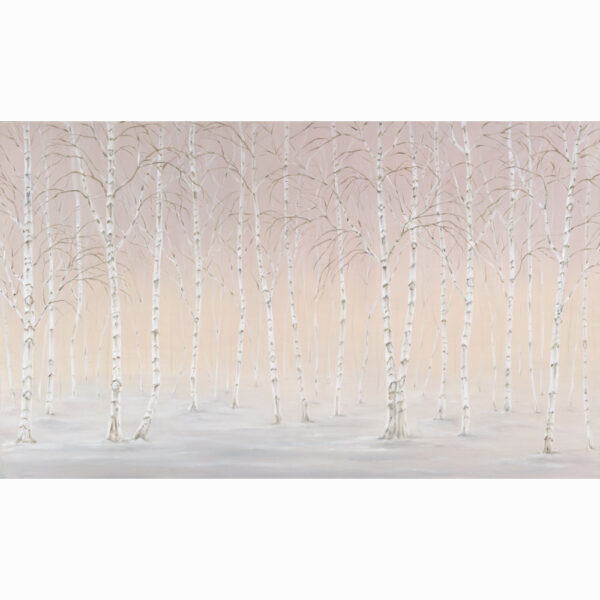 Oil on canvas painting 'Winter Birch Wood' by Bella Bigsby